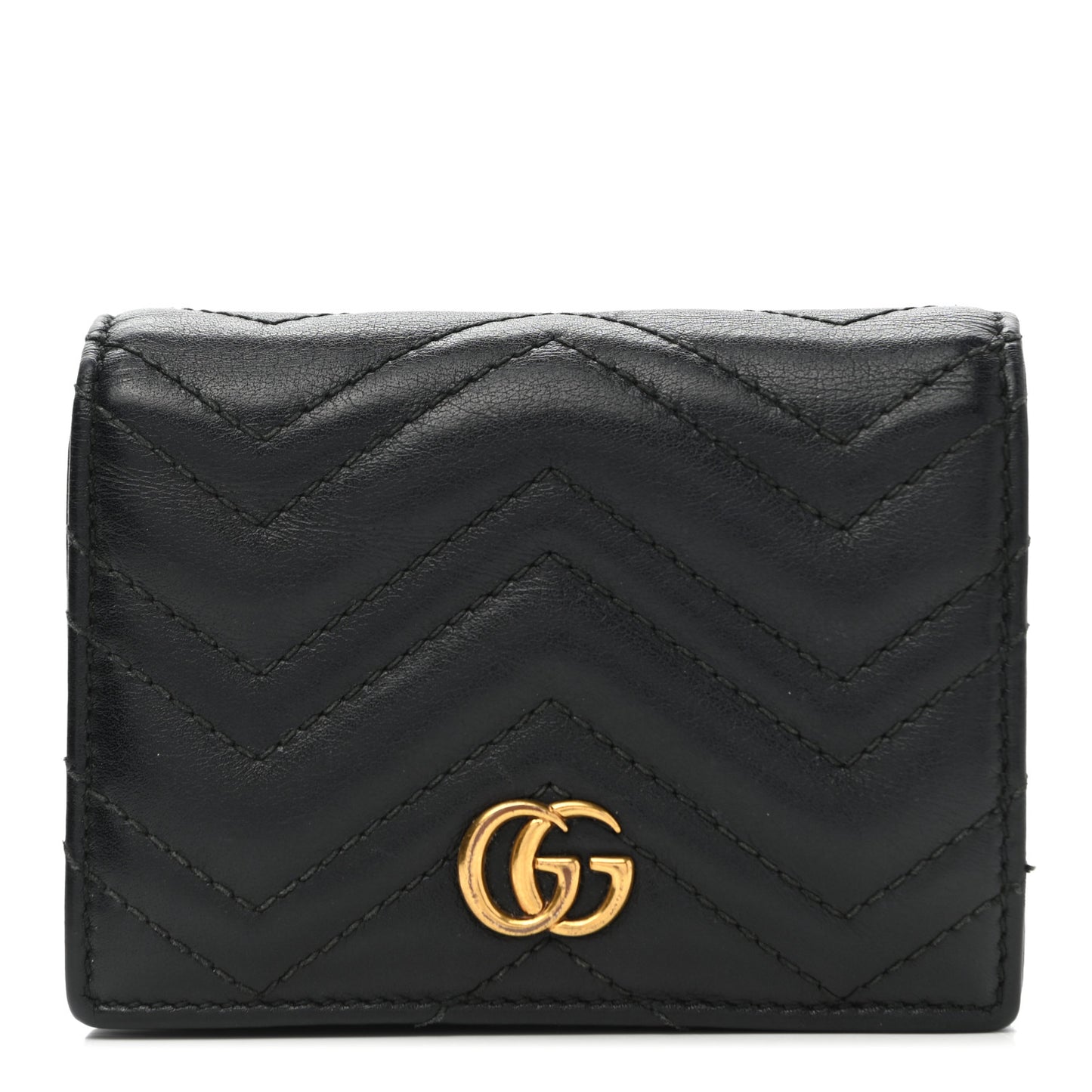 Calfskin Matelasse GG Marmont Card Case Wallet Black
