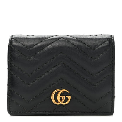Gucci Calfskin Matelasse GG Marmont Card Case Wallet Black 1 of 11