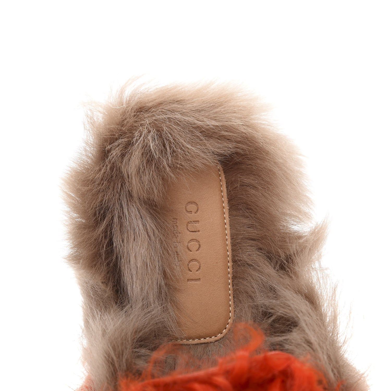 Gucci Merino Wool Womens Princetown Slippers 37 Sun Orange Natural 6 of 8