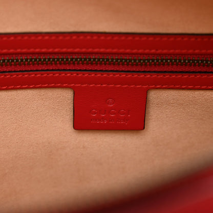 Gucci Calfskin Matelasse Sylvie Web Small GG Marmont Top Handle Shoulder Bag Hibiscus Red 7 of 10