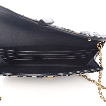 Christian Dior Oblique Saddle Chain Wallet Blue 5 of 11