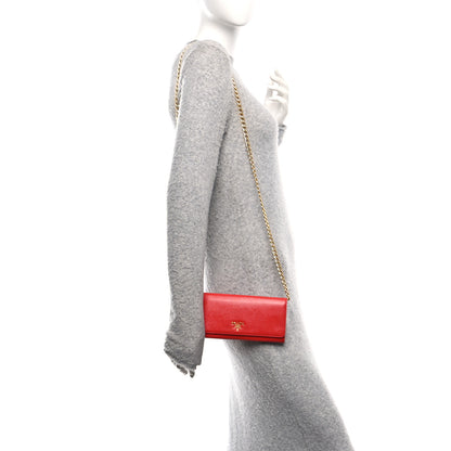 Prada Vitello Move Metal Oro Chain Wallet Lacca 2 of 11