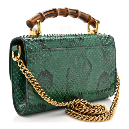 Gucci Snakeskin Mini Diana Bamboo Top Handle Clutch Emerald 3 of 11
