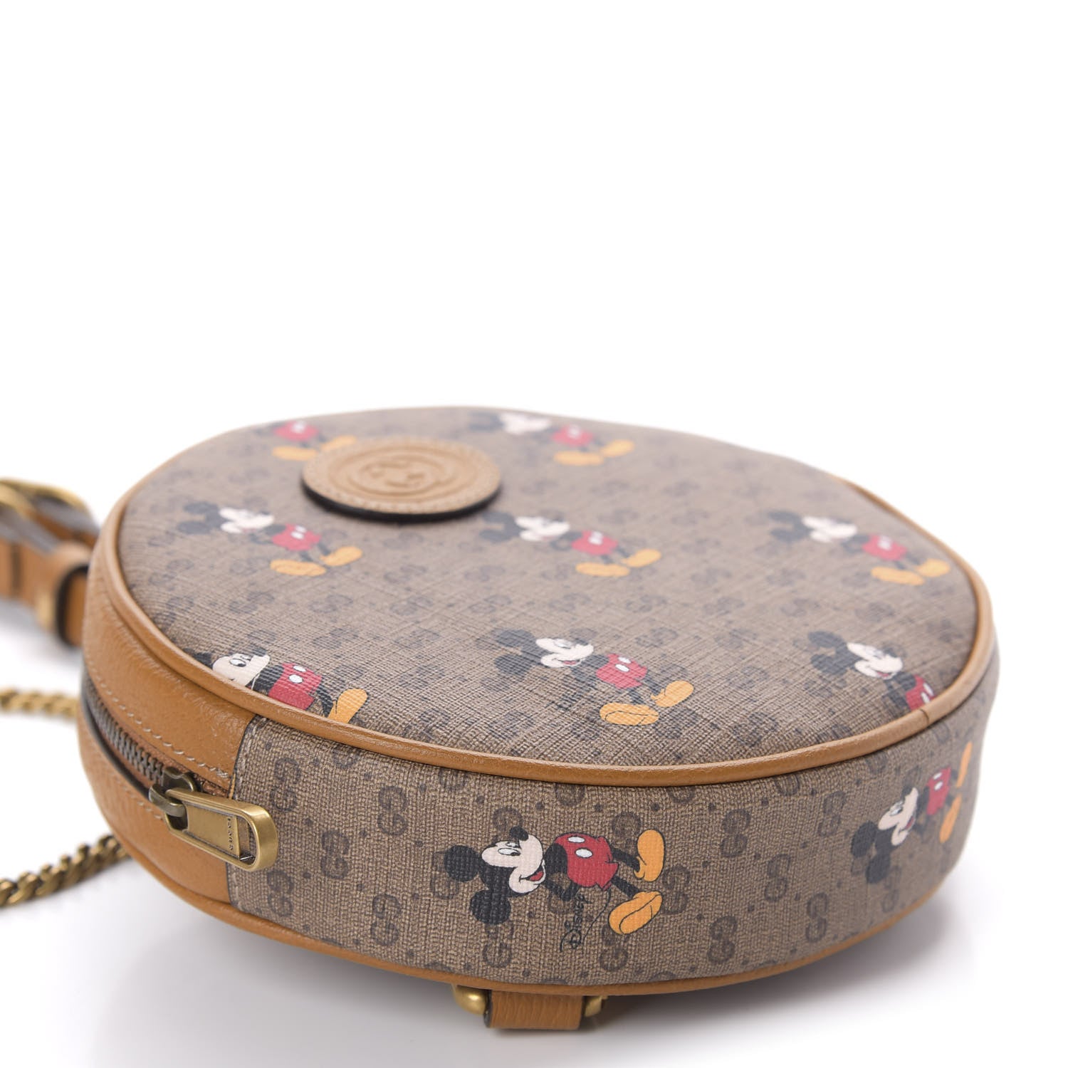 Gucci X DISNEY Mini Vintage GG Supreme Monogram Mickey Mouse Round Backpack Beige Vintage Sun Oil 3 of 10