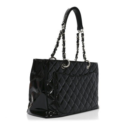 Chanel Patent Quilted Grand Shopping Tote GST Black 3 of 10