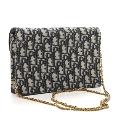 Christian Dior Oblique Saddle Chain Pouch Blue 3 of 12