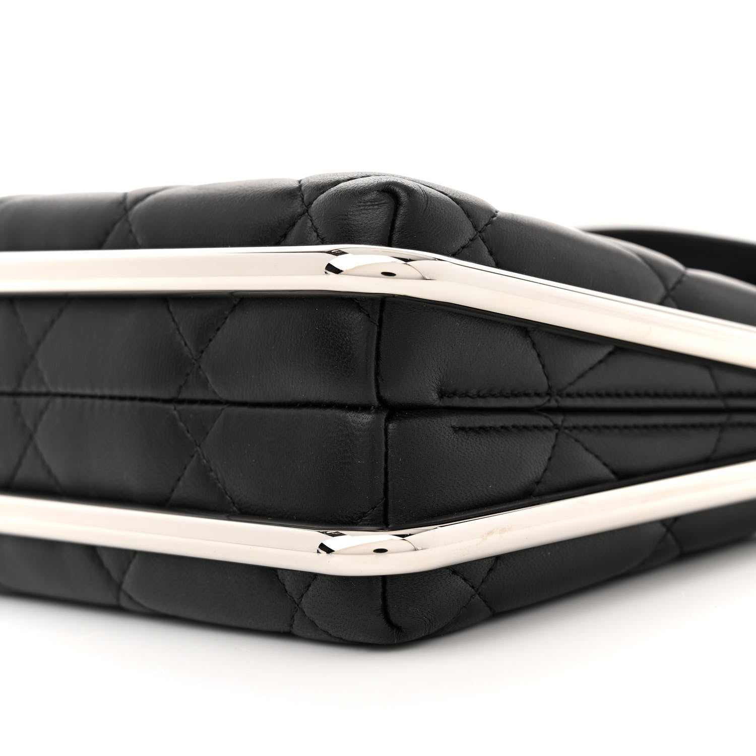 Chanel Quilted Lambskin Metal Bar Clutch Bag Black 10 of 11