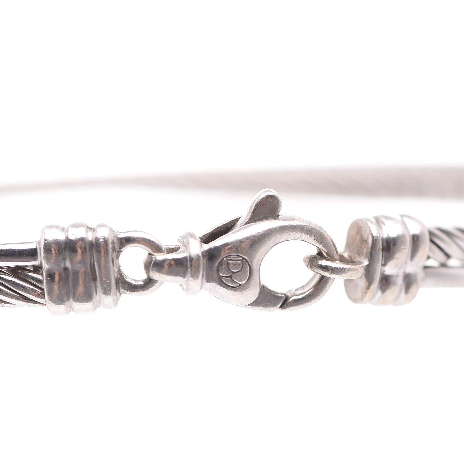 David Yurman Sterling Silver 14K White Gold Diamond 3mm Crossover Bracelet 4 of 5