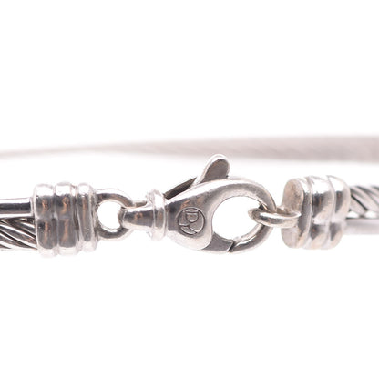 David Yurman Sterling Silver 14K White Gold Diamond 3mm Crossover Bracelet 4 of 5
