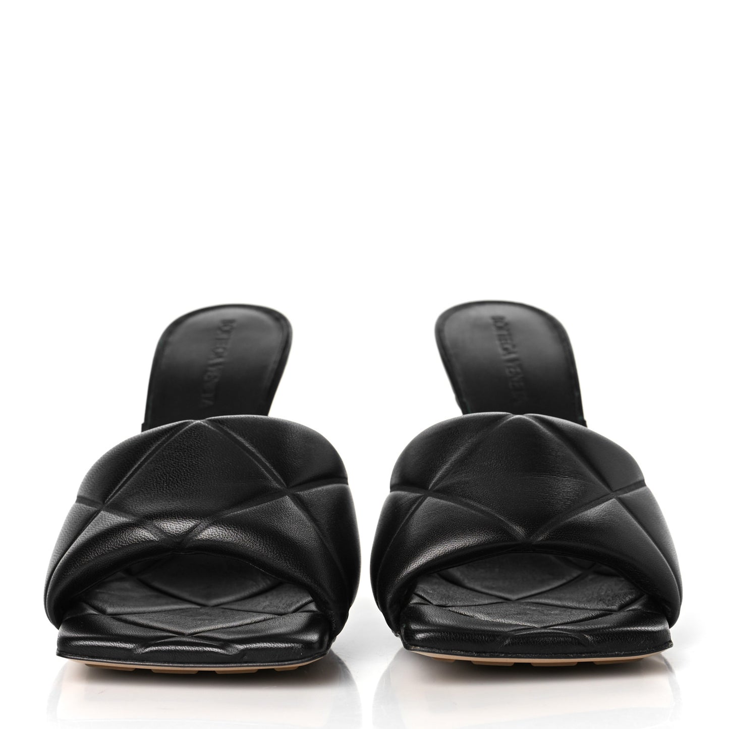 Nappa Quilted Rubber Lido Mule Sandals 37.5 Black