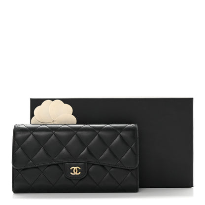 Chanel Lambskin Quilted Large Flap Gusset Wallet Black 19 of 19