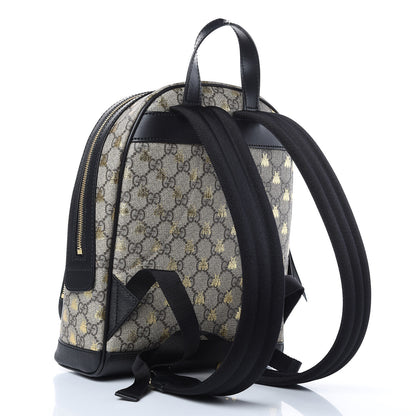 Gucci GG Supreme Monogram Bees Print Small Day Backpack Beige Oro Black 3 of 11