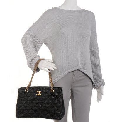 Chanel Calfskin Double Contrast Stitch Large Tote Black 2 of 7