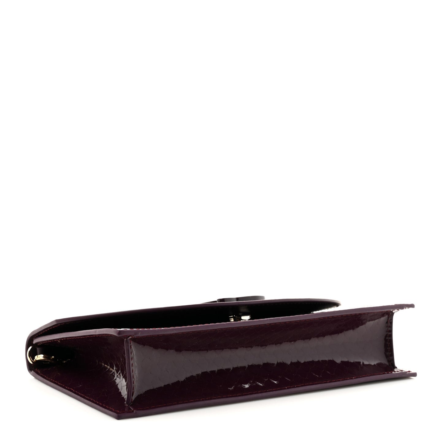 Patent Birdy Snakeskin Embossed Loubi54 Crossbody Clutch Merlot
