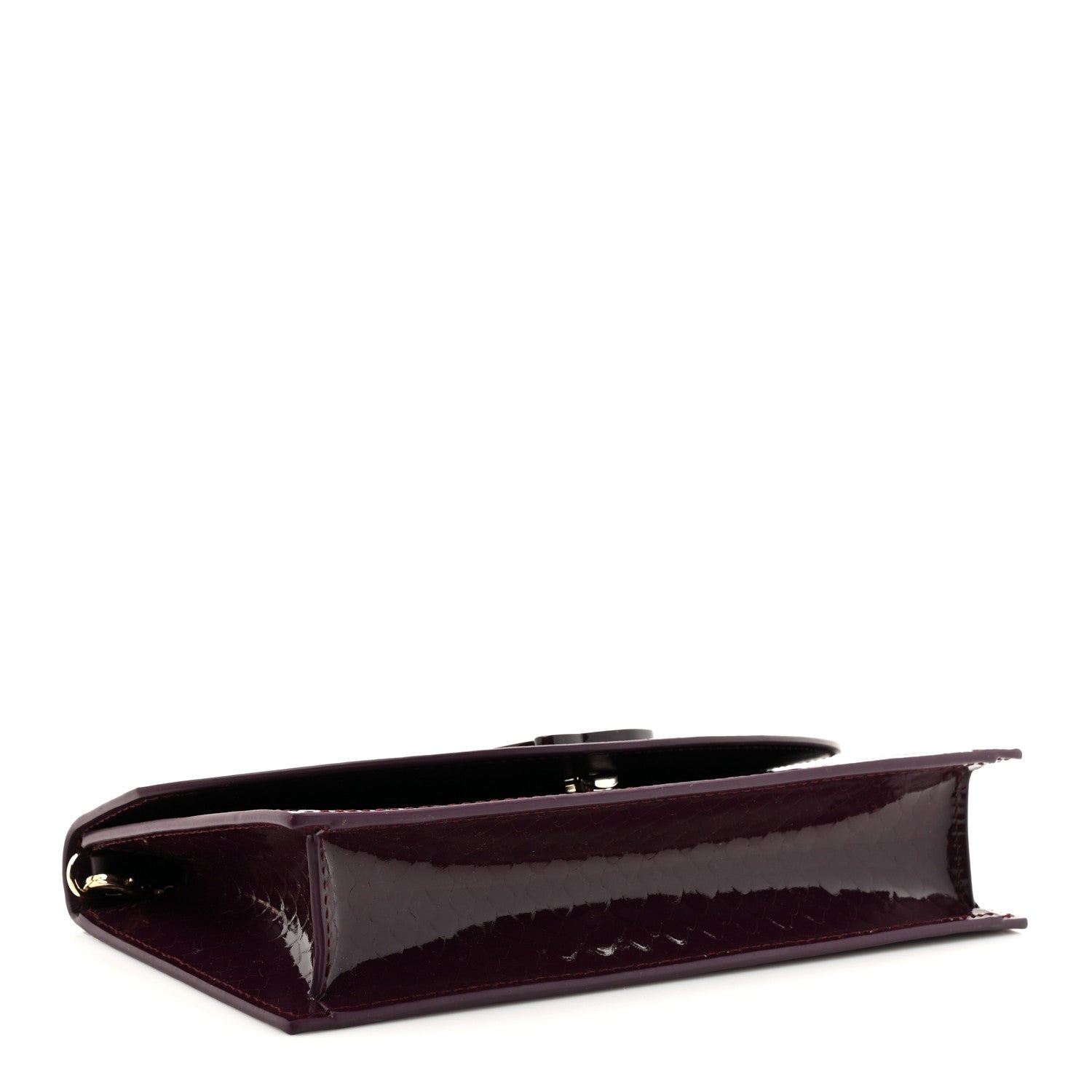 Christian Louboutin Patent Birdy Snakeskin Embossed Loubi54 Crossbody Clutch Merlot 4 of 9