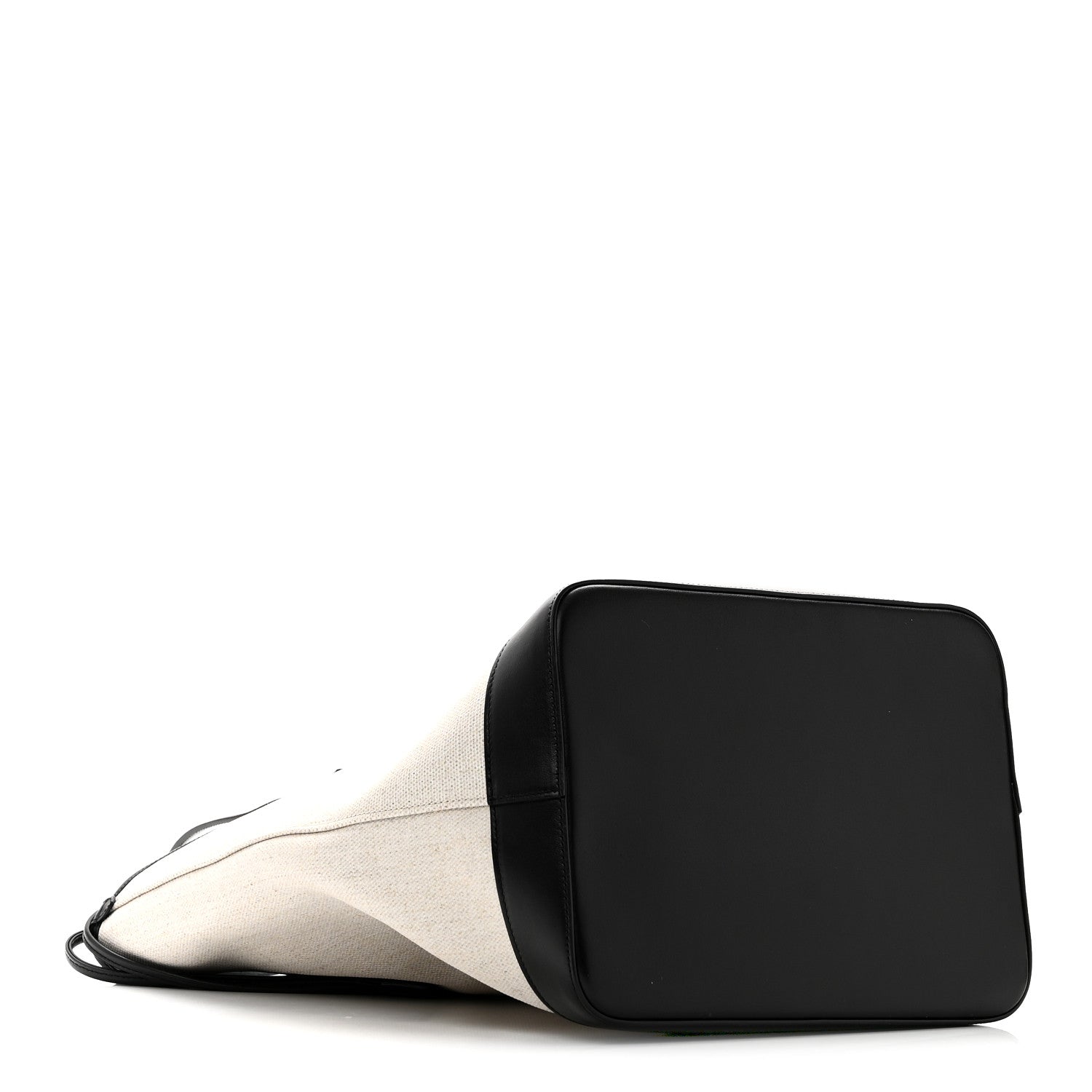 Saint Laurent Canvas Calfskin Teddy Drawstring Shopping Tote White Black 5 of 10