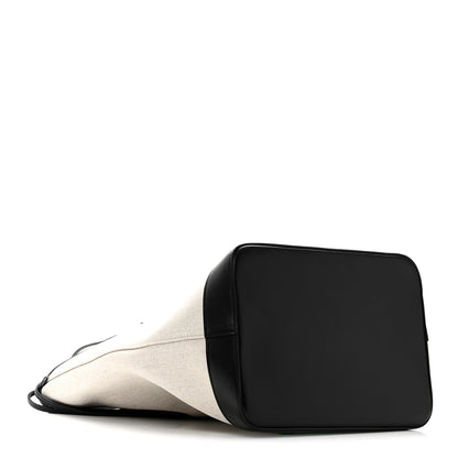 Saint Laurent Canvas Calfskin Teddy Drawstring Shopping Tote White Black 5 of 10