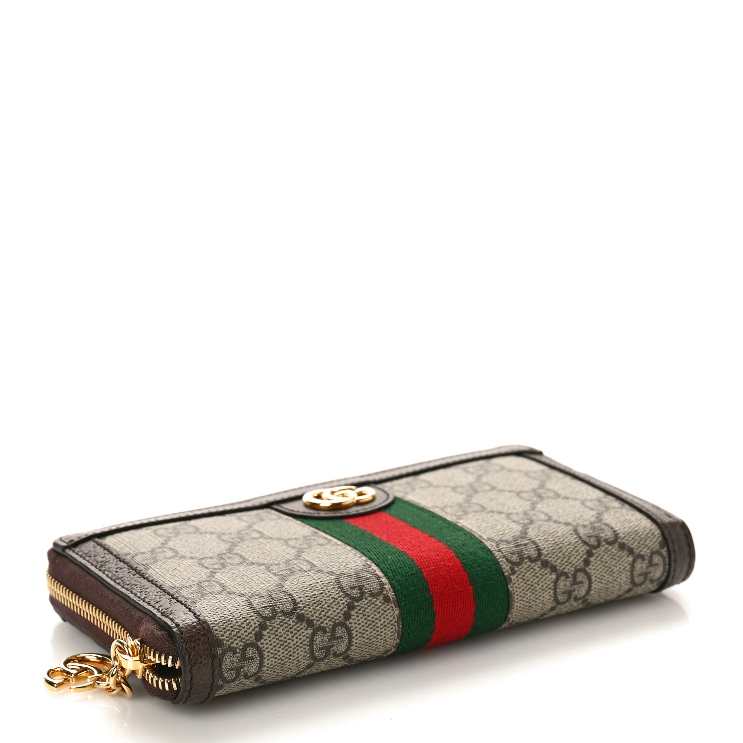 Gucci GG Supreme Monogram Web Ophidia Zip Around Wallet Brown 4 of 9