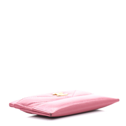 Chanel Aged Calfskin Chevron Quilted Gabrielle Card Holder Wallet Dark Pink 4 of 8