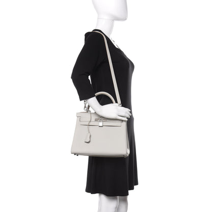 Hermes Taurillon Clemence Kelly Retourne 28 Gris Perle 2 of 12