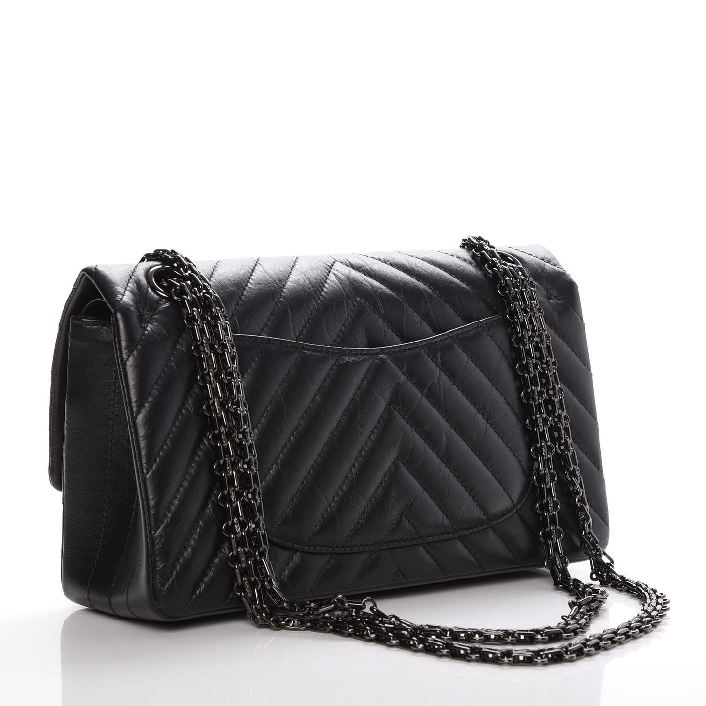 Aged Calfskin Chevron Quilted 2.55 Reissue 225 So Black
