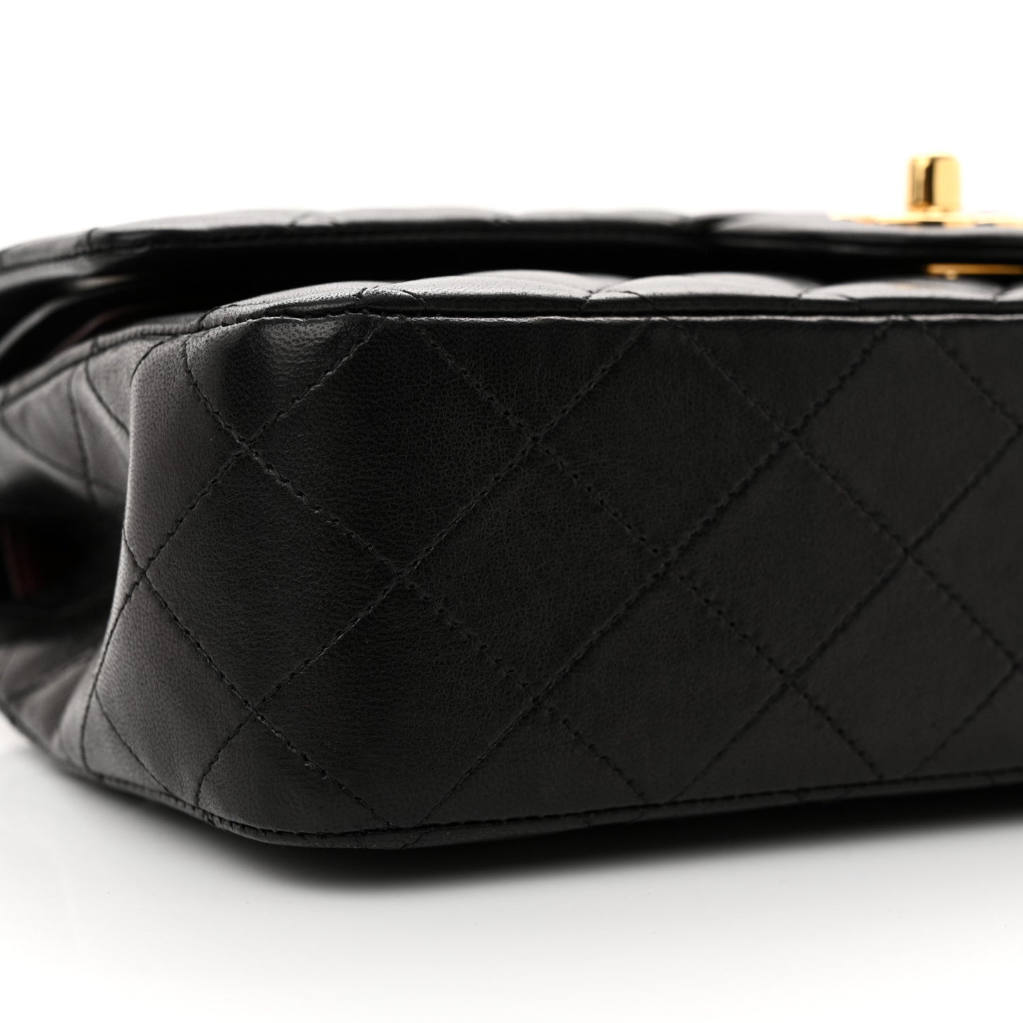 Lambskin Quilted Medium Double Flap Black