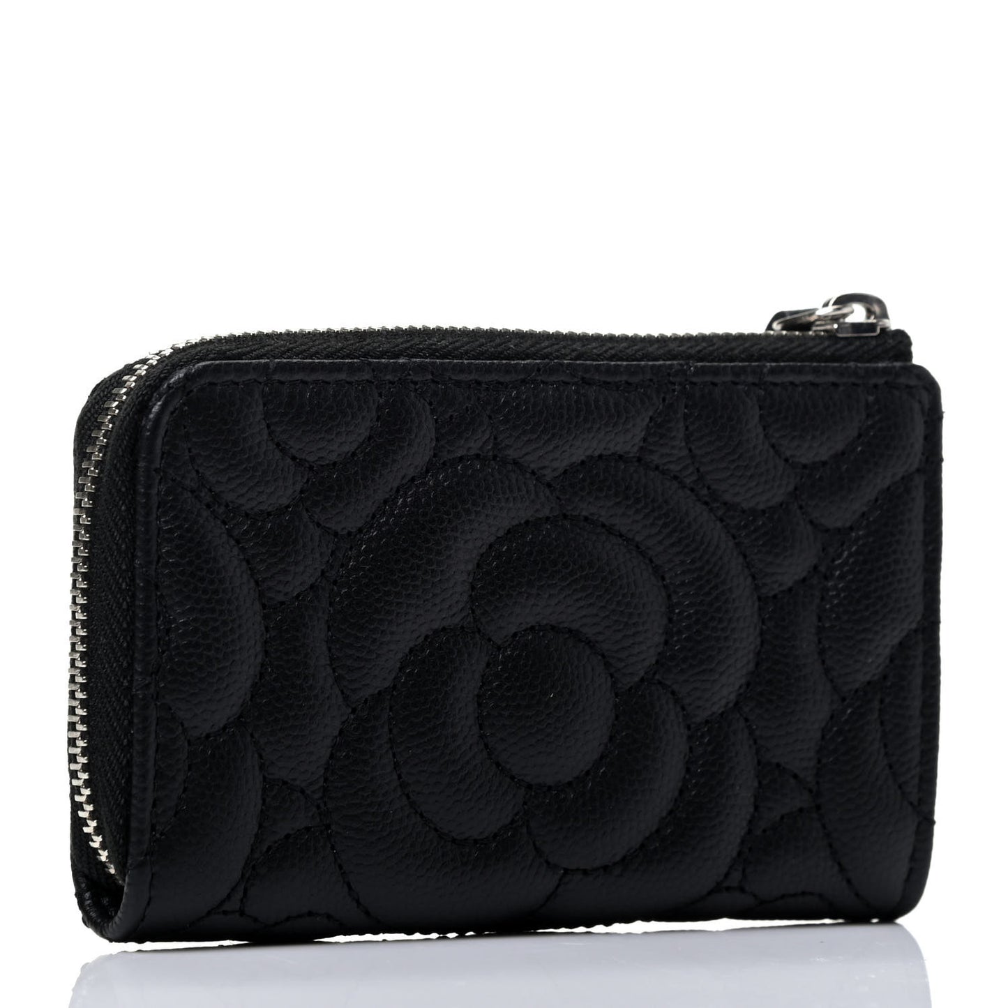 Caviar Camellia Embossed Key Holder Case Black