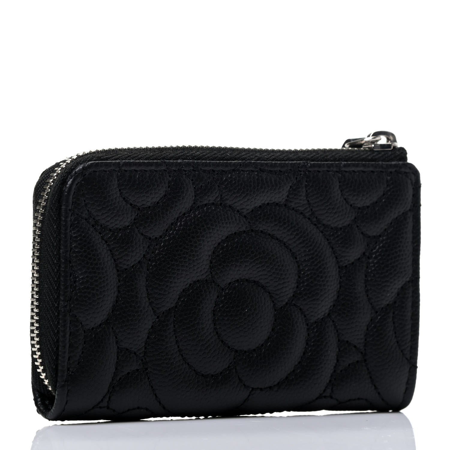 Chanel Caviar Camellia Embossed Key Holder Case Black 2 of 4