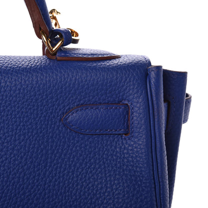Hermes Togo Horseshoe Kelly Retourne 32 Bleu Electrique Rouge H 17 of 40