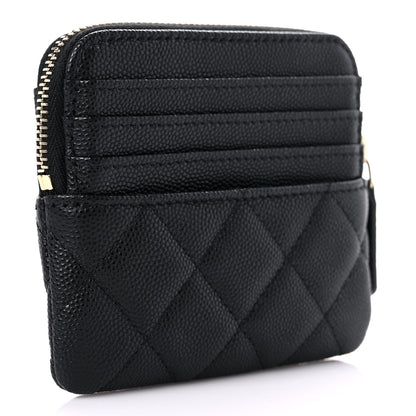 Chanel Caviar Quilted Zip Card Holder Wallet Black 3 of 8