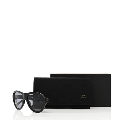 Chanel Acetate Strass Pilot Sunglasses 5467-B Black 8 of 8