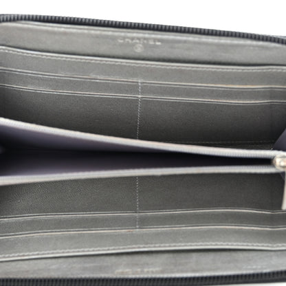 Chanel Lambskin Camellia Embossed Large Zip Around Gusset Wallet Black 5 of 10