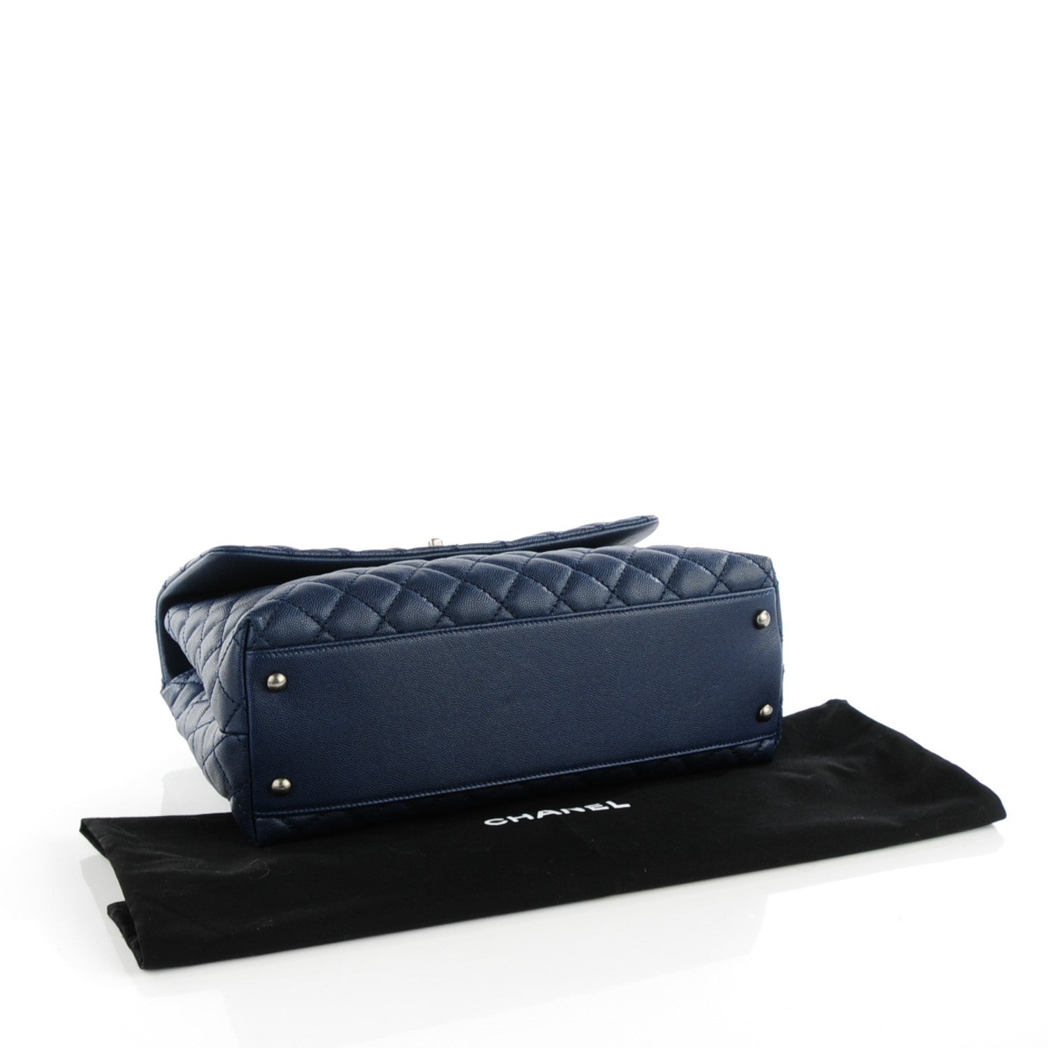 Chanel Caviar Quilted Medium Coco Handle Flap Navy Blue 5 of 8