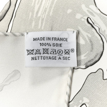 Hermes Silk Peinture Fraiche Pocket Square White Gris Perle 3 of 5