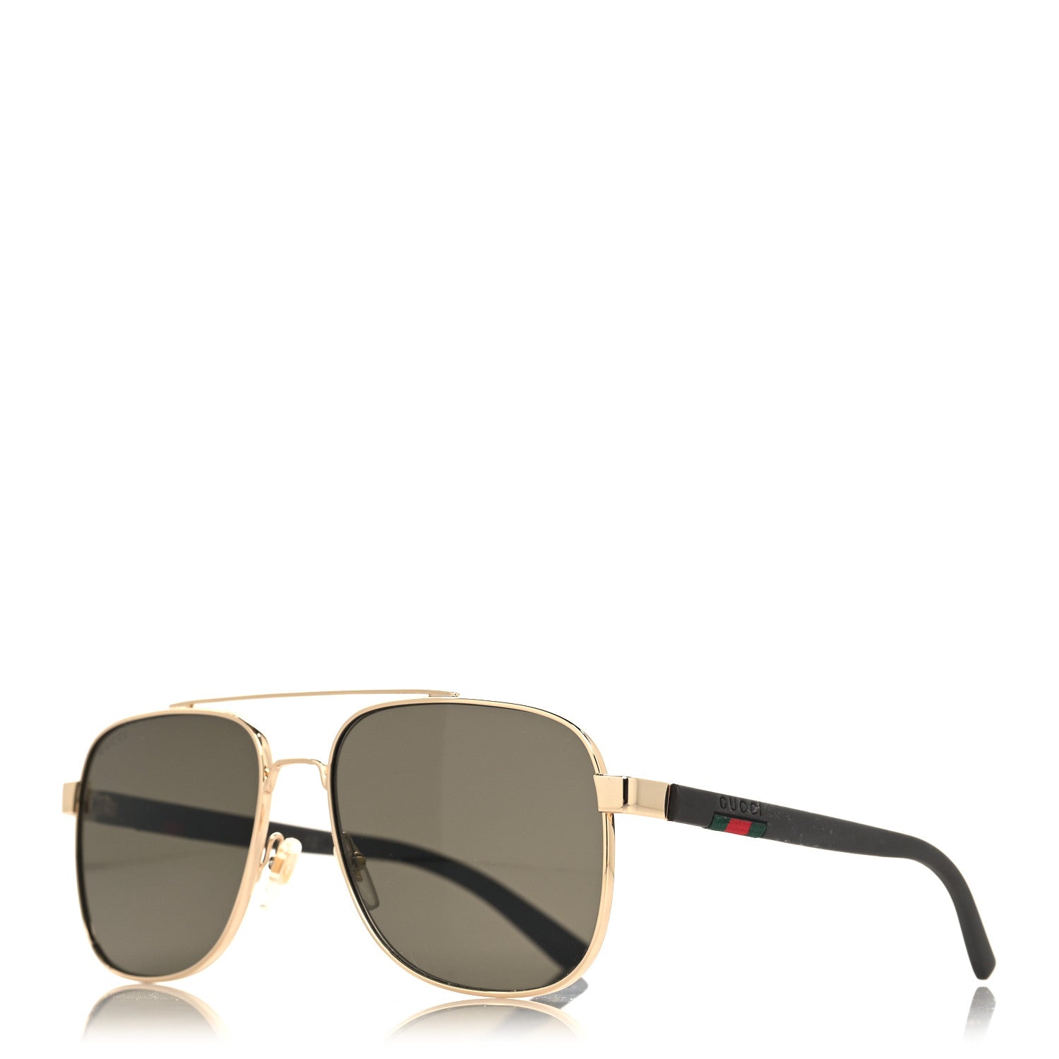 Gucci Acetate Aviator Web Sunglasses GG0422S Gold Black 1 of 7