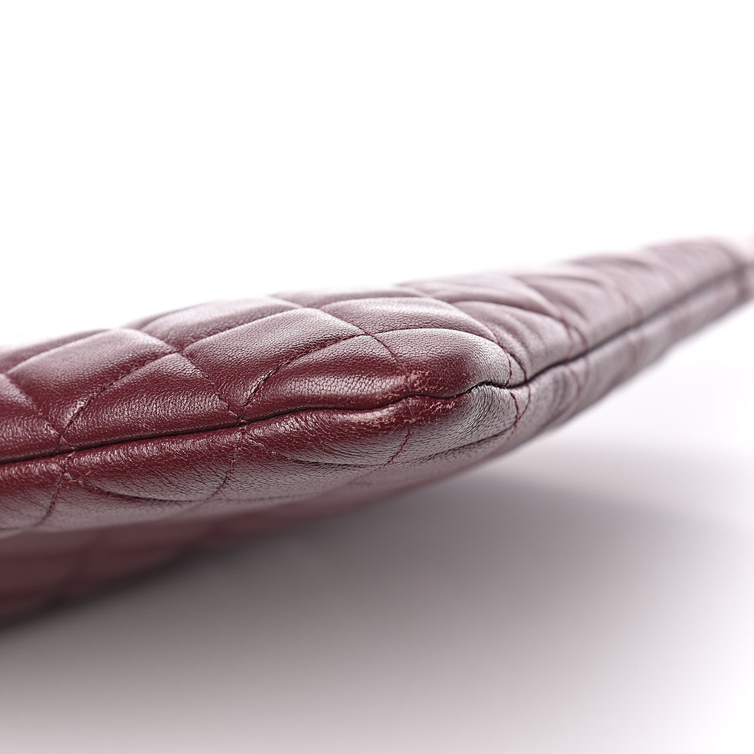 Chanel Sheepskin Quilted Large Vintage Mademoiselle Cosmetic Case Burgundy 9 of 14