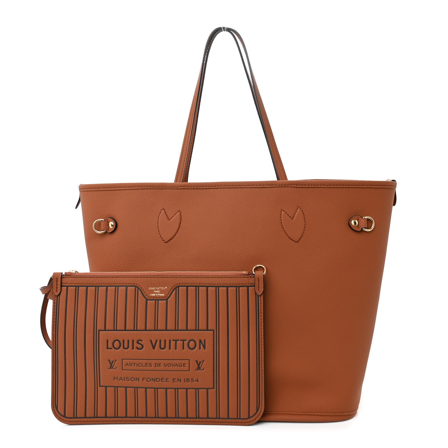 Louis Vuitton Monogram Calfskin Neo Neverfull Inside Out MM Tan 4 of 19