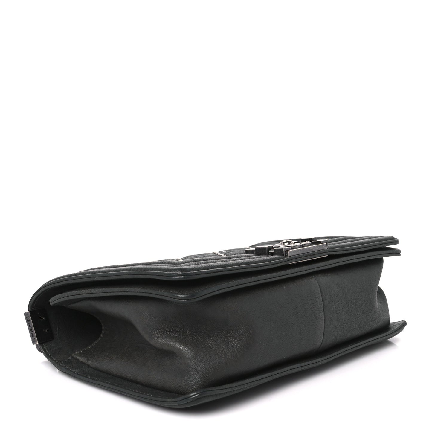 Crumpled Lambskin Medium Studded Boy Flap Black