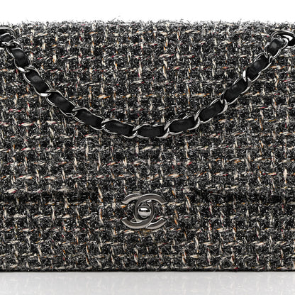 Chanel Metallic Tweed Medium Double Flap Black White 8 of 20