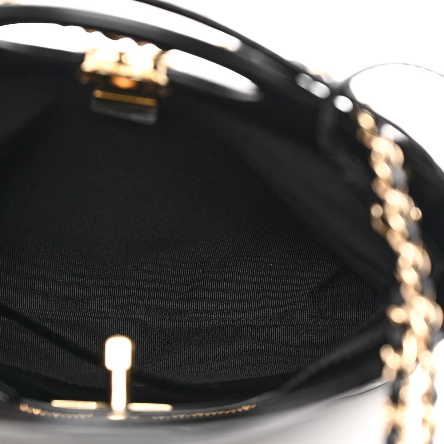 Shiny Crumpled Calfskin Quilted Mini 31 Shopping Bag Black