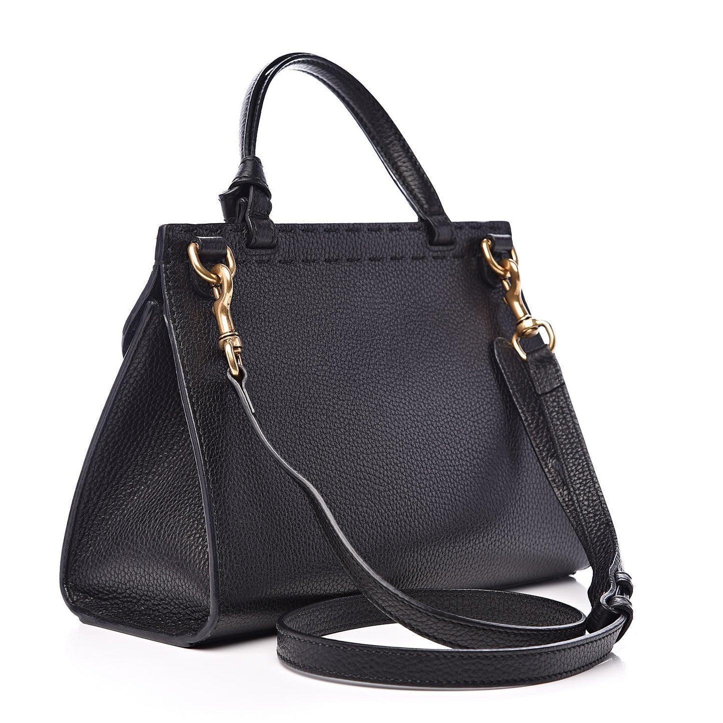 Calfskin Mini GG Marmont Top Handle Bag Black