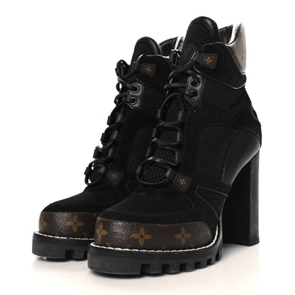 Louis Vuitton Suede Calfskin Monogram Star Trail Ankle Boots 40 Black 4 of 8