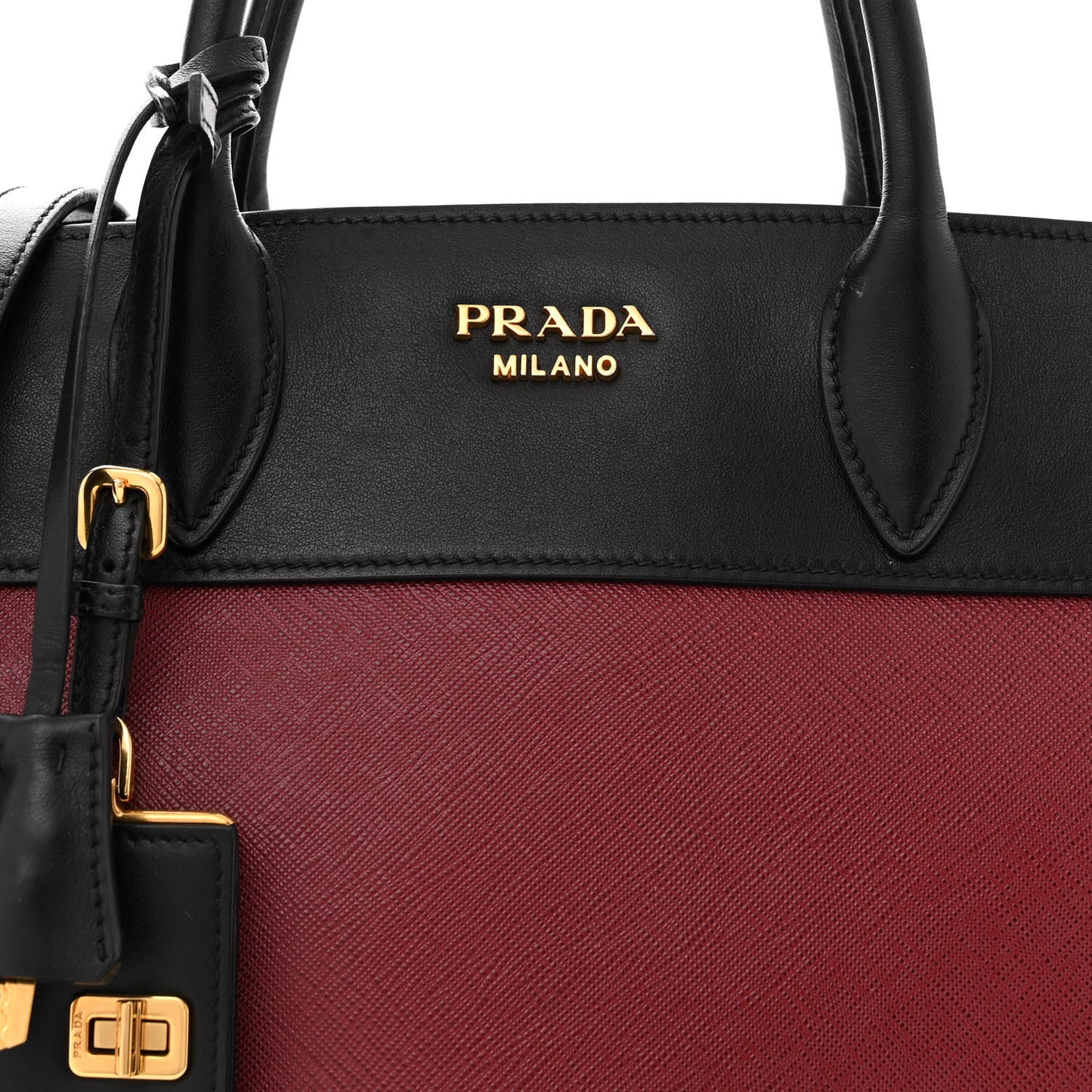 Saffiano City Calfskin Medium Esplanade Red Black