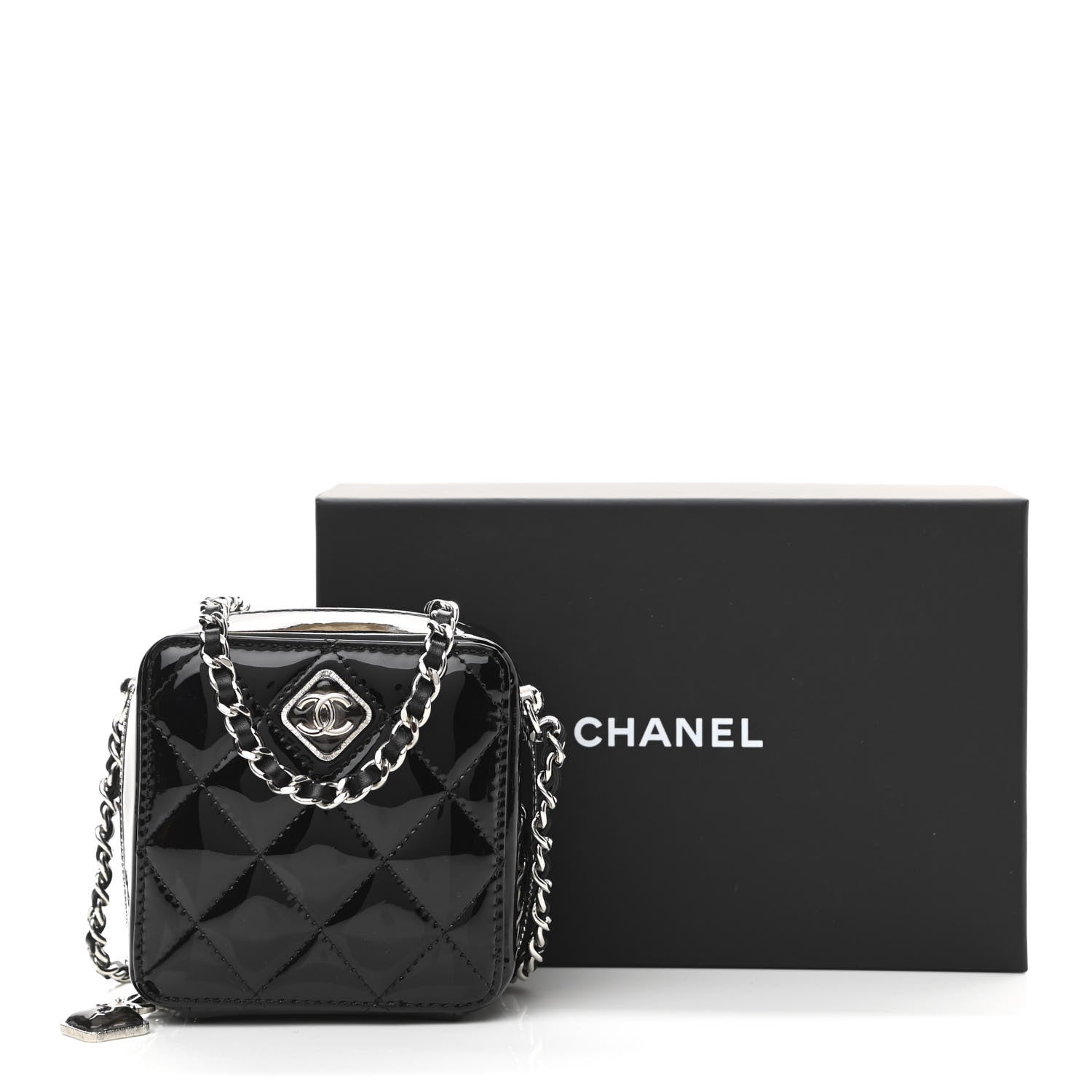 Chanel Patent Quilted Clutch With Chain Black 11 of 11