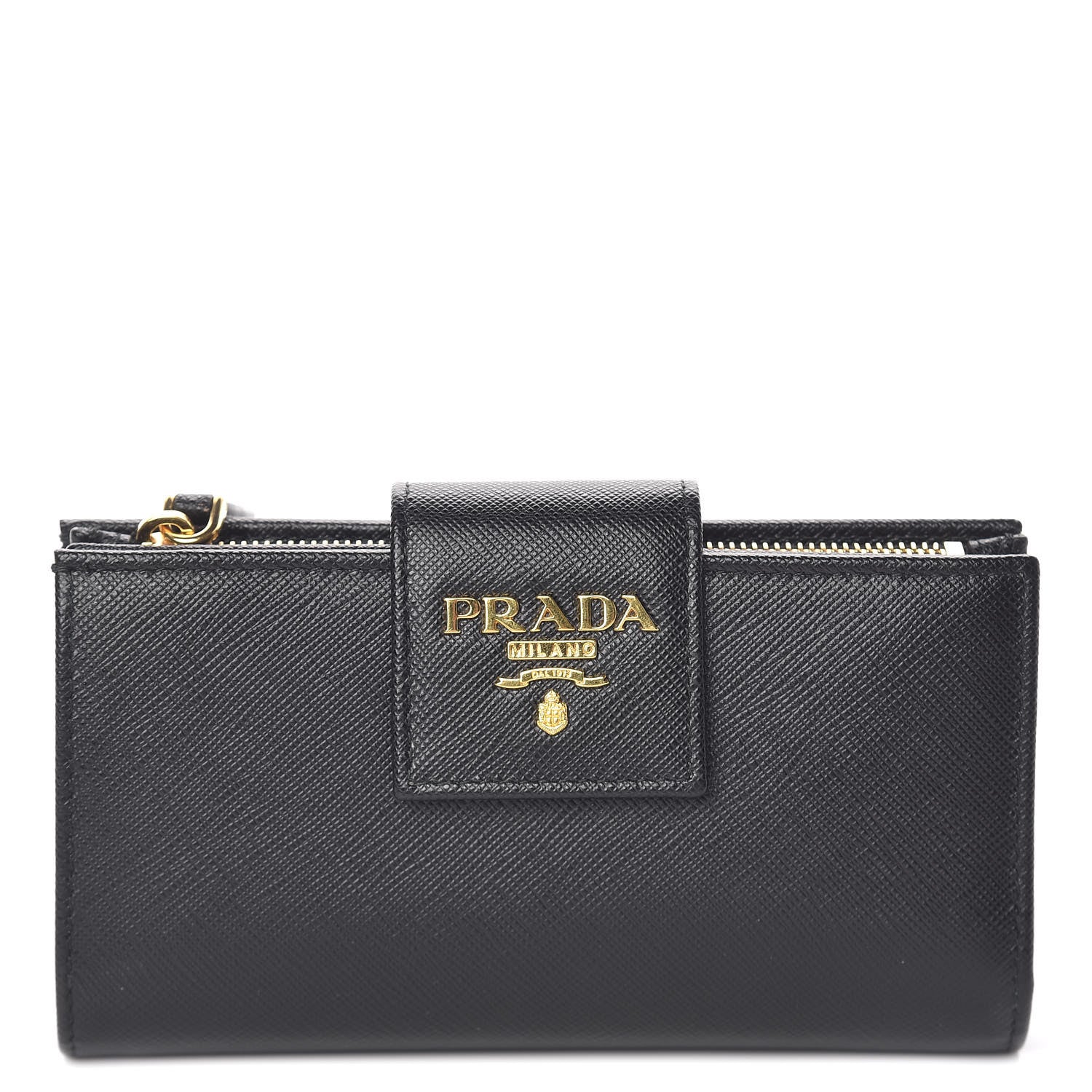 Prada Saffiano Metal Medium Wallet Black 1 of 6