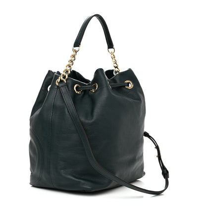 Jimmy Choo Calfskin Juno Bucket Bag Forest Green 3 of 9