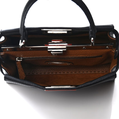 Fendi Cuoio Romano Selleria Bi-Color Medium Peekaboo Iconic Satchel Black Mou 4 of 7