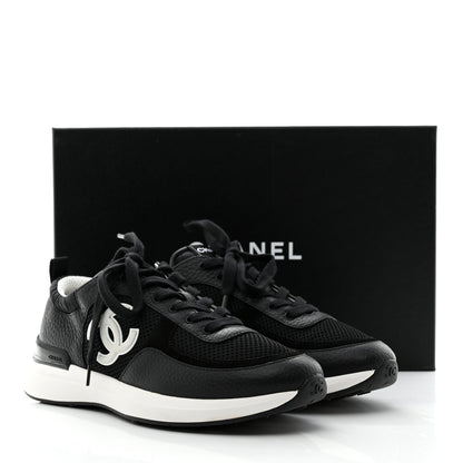 Chanel Calfskin Mesh Lycra Suede Womens Logo Sneakers 39 Black 9 of 9