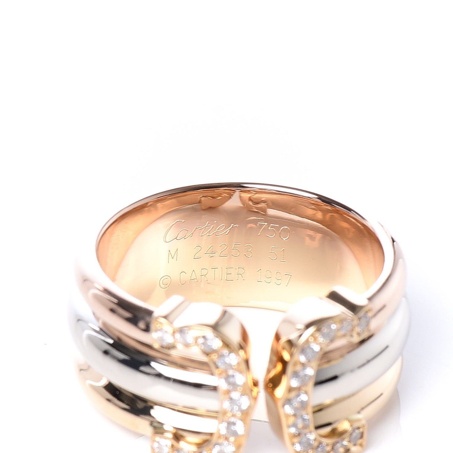 18K Pink Yellow White Gold Diamond C De Ring 51 5.75