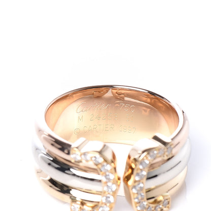 Cartier 18K Pink Yellow White Gold Diamond C De Ring 51 5.75 4 of 5